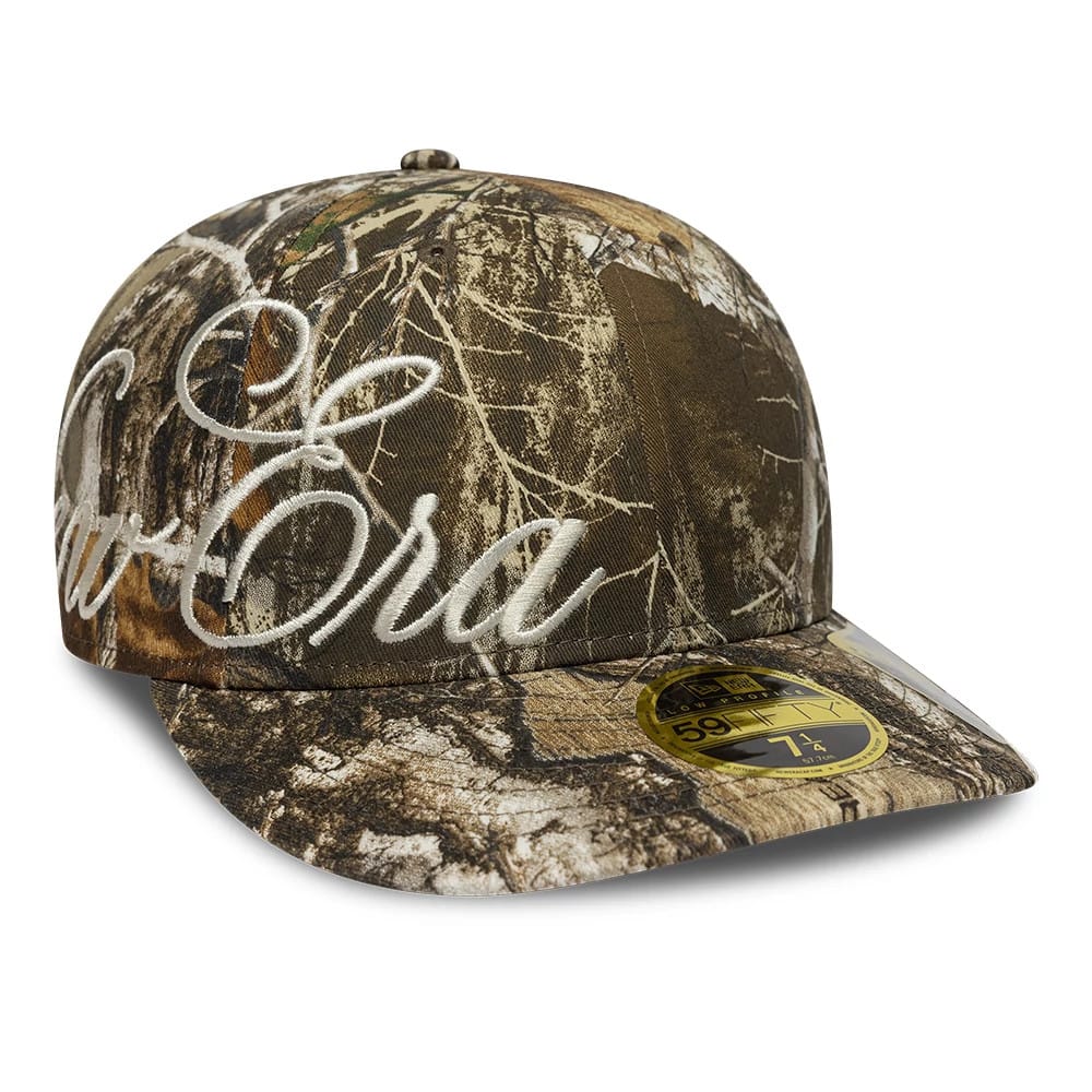 New Era Side Script Realtree Camo Low Profile 59FIFTY Fitted Cap-zelvios