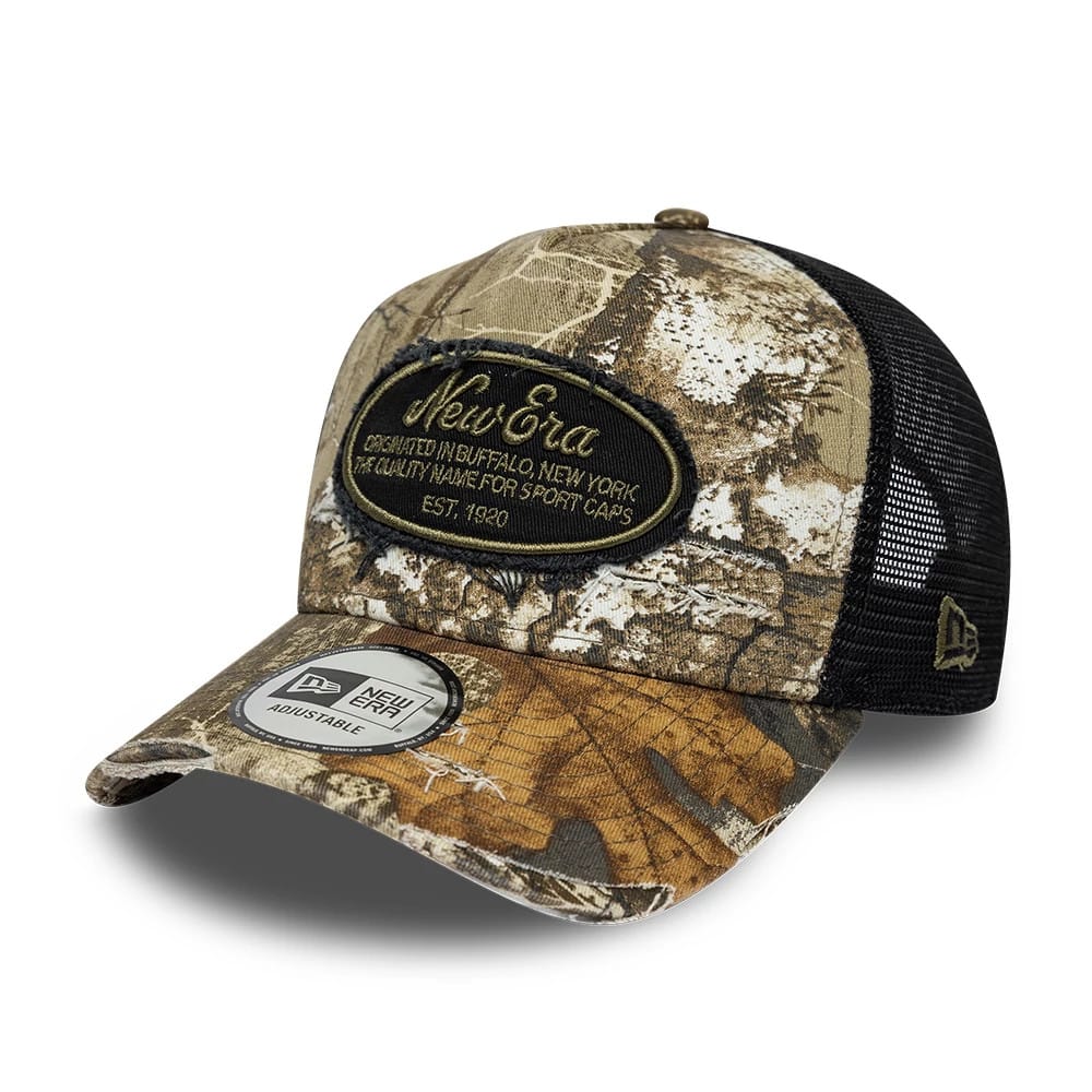 New Era Heritage Patch Realtree Camo 9FORTY A-Frame Trucker Adjustable Cap-zelvios