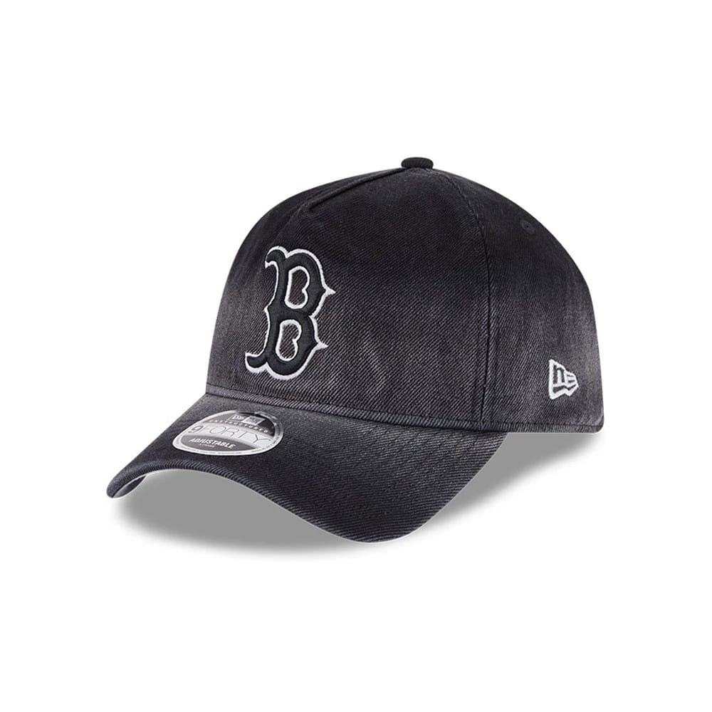 Red Sox MLB Washed Denim Black 9FORTY A-Frame Unstructured Adjustable Cap-zelvios