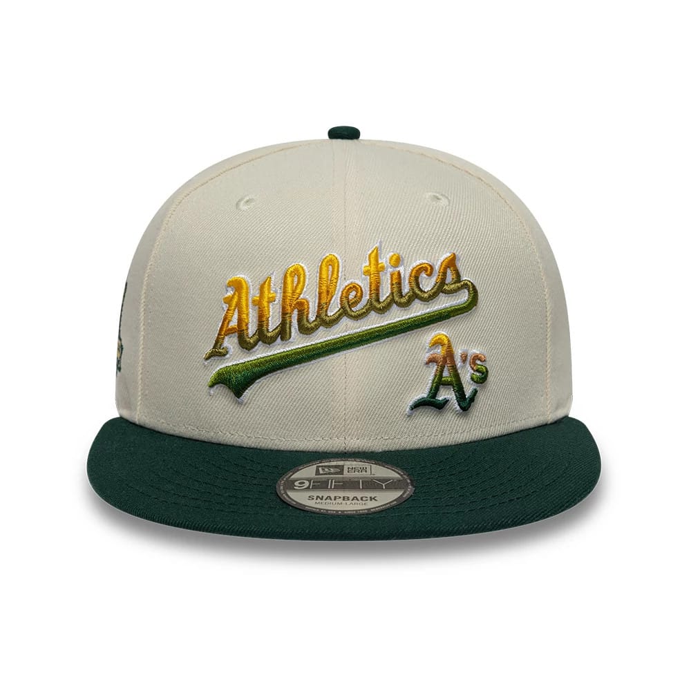 Athletics MLB Ombre Script Beige & Green 9FIFTY Snapback Adjustable Cap-zelvios