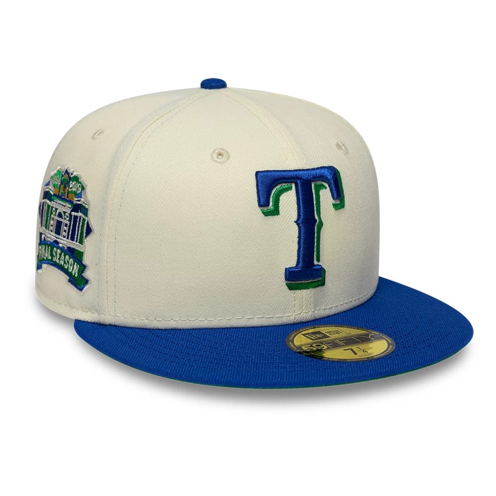 Texas Rangers MLB Cooperstown White & Blue 59FIFTY Fitted Cap-zelvios