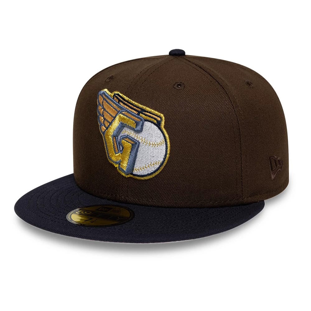 Cleveland Guardians MLB Cooperstown Dark Brown & Navy 59FIFTY Fitted Cap-kentox
