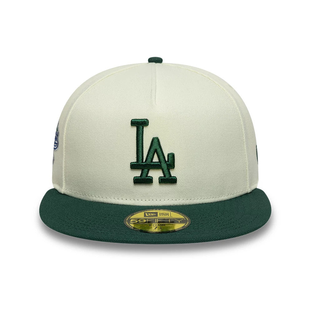 LA Dodgers MLB Cream 59FIFTY A-Frame Fitted Cap-zelvios