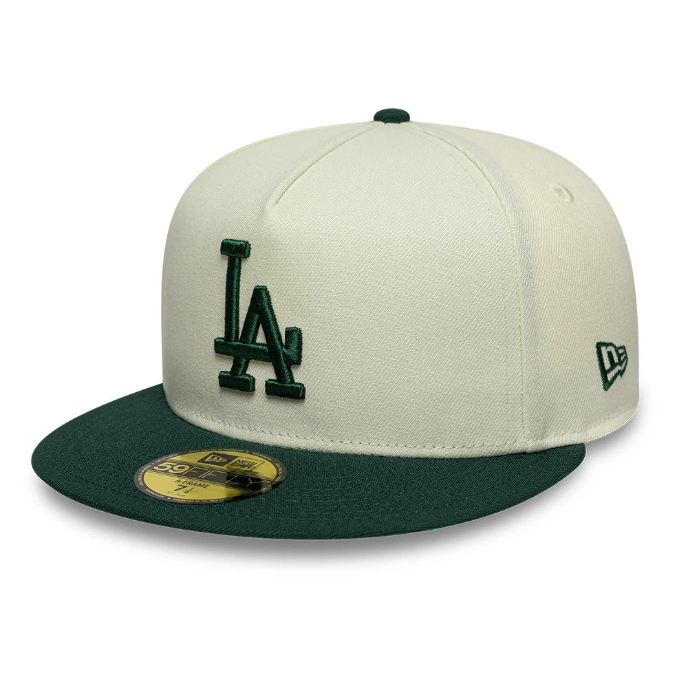 LA Dodgers MLB Cream 59FIFTY A-Frame Fitted Cap-zelvios