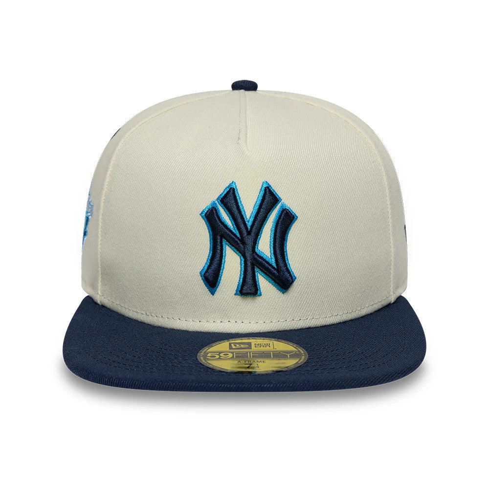 New York Yankees MLB White 59FIFTY A-Frame Fitted Cap-zelvios