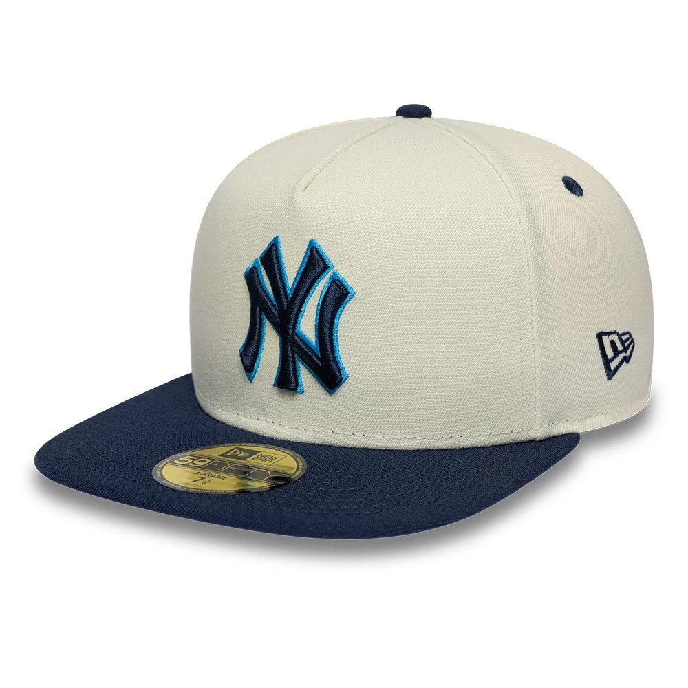 New York Yankees MLB White 59FIFTY A-Frame Fitted Cap-zelvios